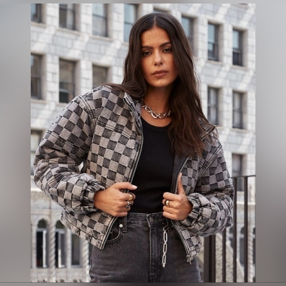 12th Tribe Black and Gray Checkered Jacket